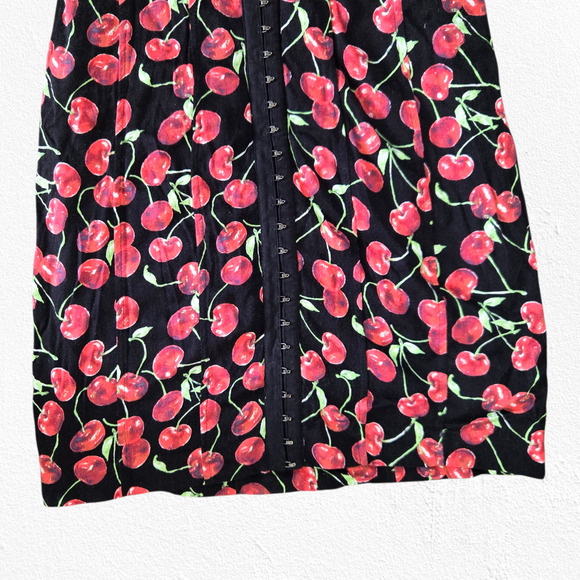 Y2K Cooperative Cherry Print Strapless Bustier Mini Dress Y2K Pinup Size Small - Picture 3 of 8